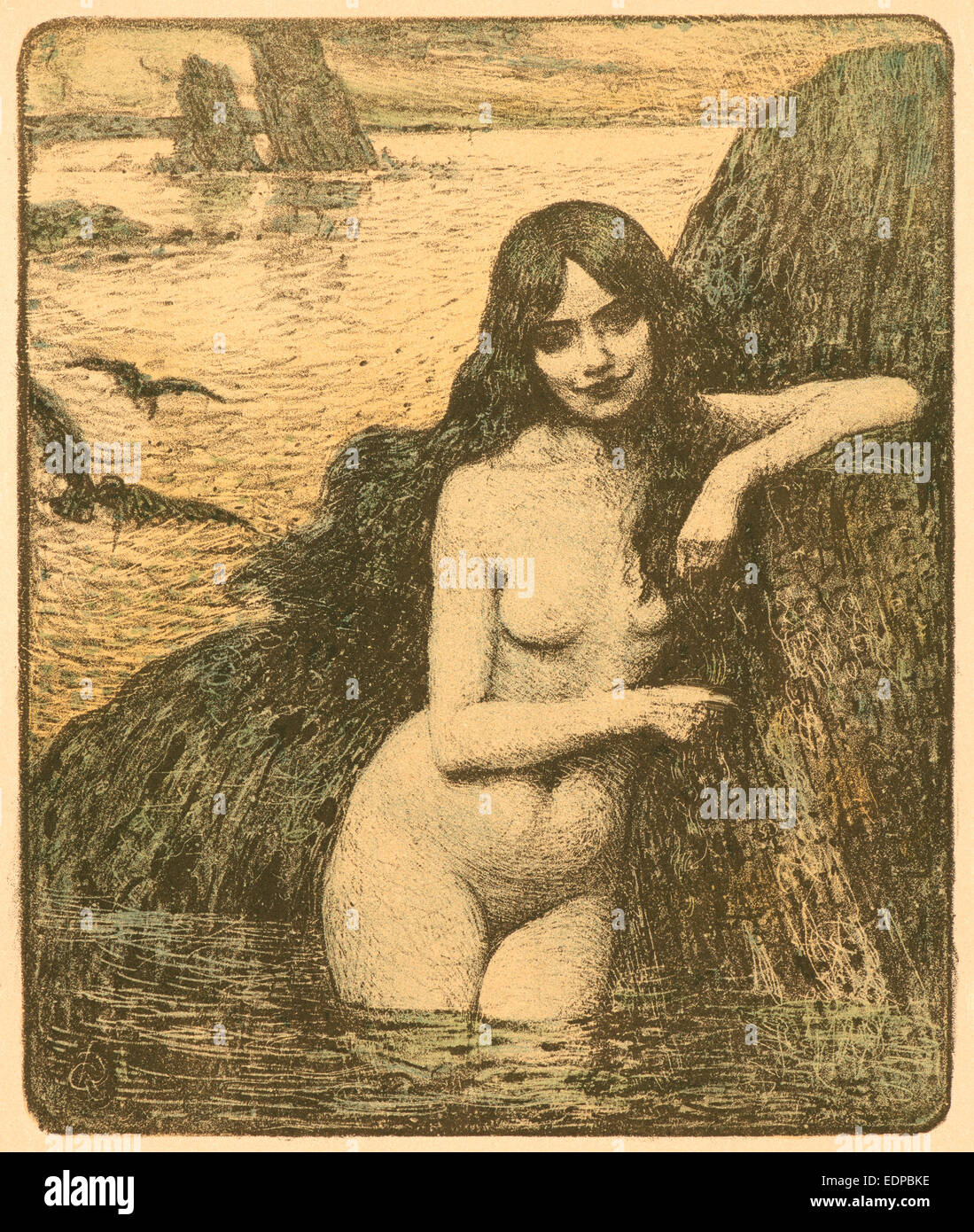 Charles Franc'ois Prosper Guérin (Français, 1875 - 1939). Sirene, 1899. Lithographie sur papier vélin. Feuilles Banque D'Images