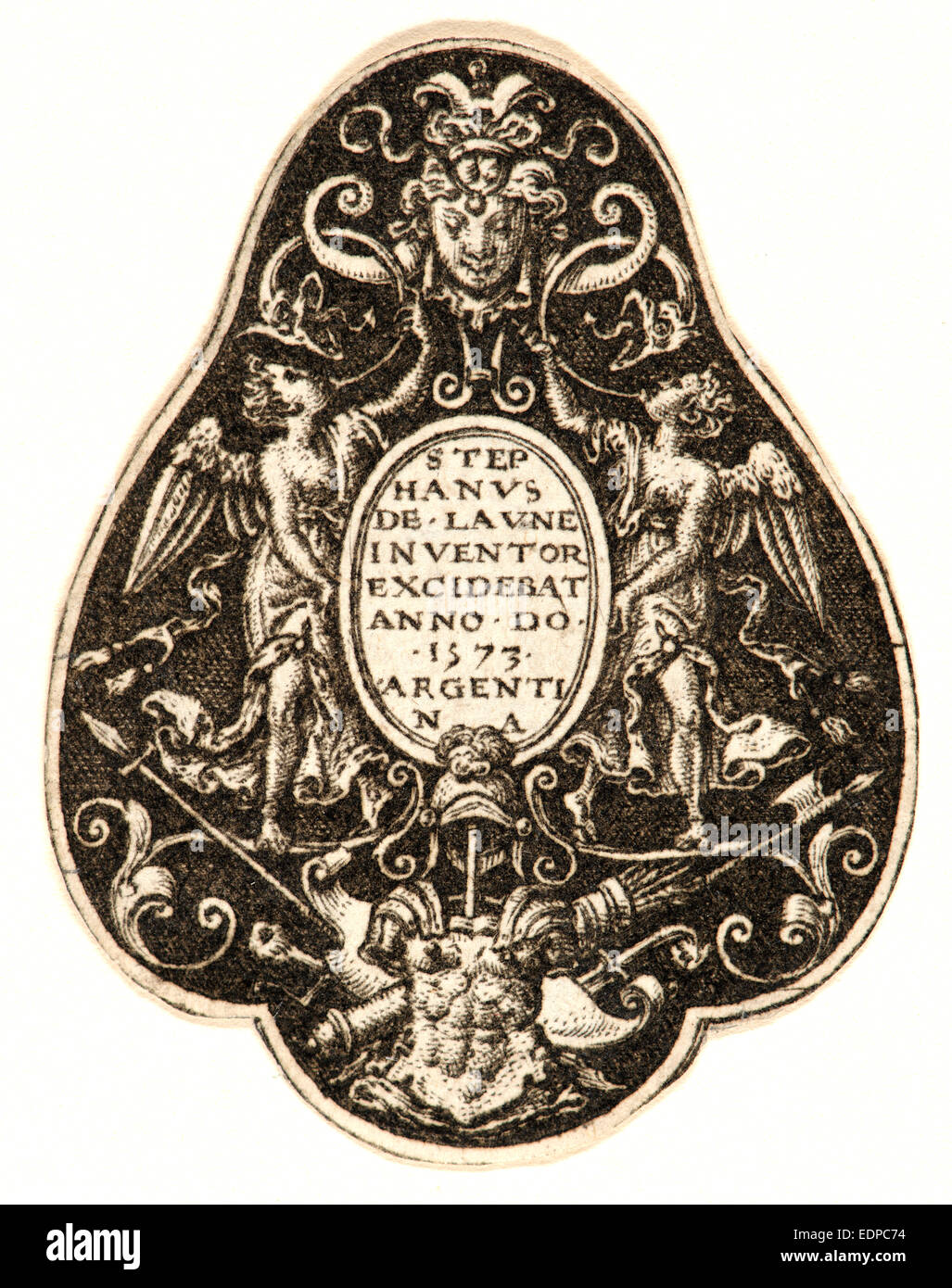 Etienne Delaune (aka Étienne Delaune) (Français, ca. 1519 - 1583). Trois ornements, plaque 1, 1573. Gravure Banque D'Images