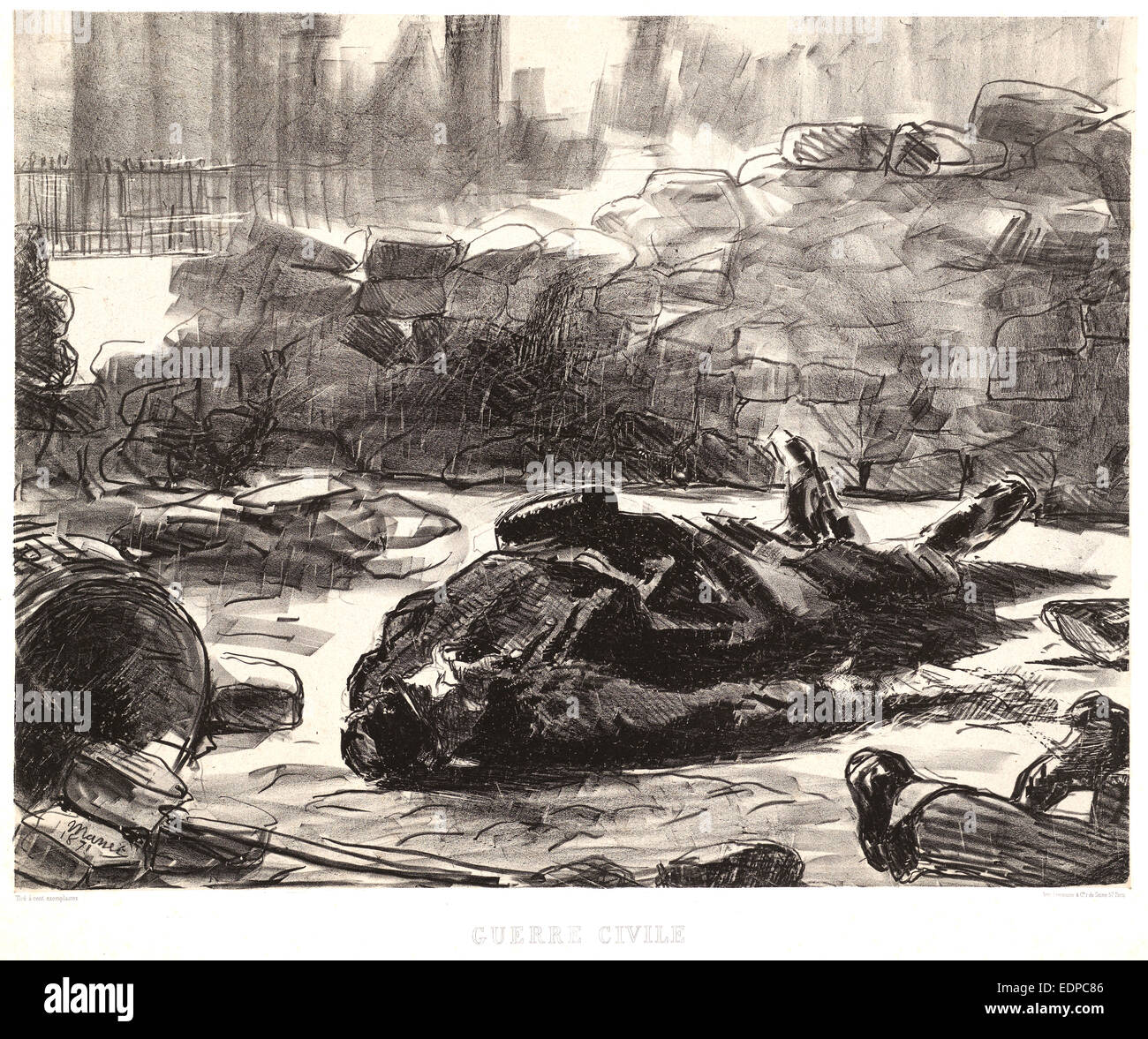 Édouard Manet (Français, 1832 - 1883). Guerre Civile, scène de la Commune de Paris, 1871 (guerre civile), 1871. Lithographie Banque D'Images