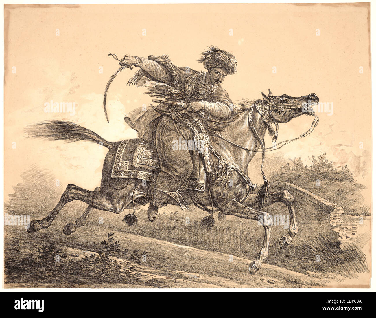 Carle Vernet (aka Antoine Charles Horace Vernet, Français, 1758 - 1836). Rider mahométane avec Sabre et pistolet Banque D'Images