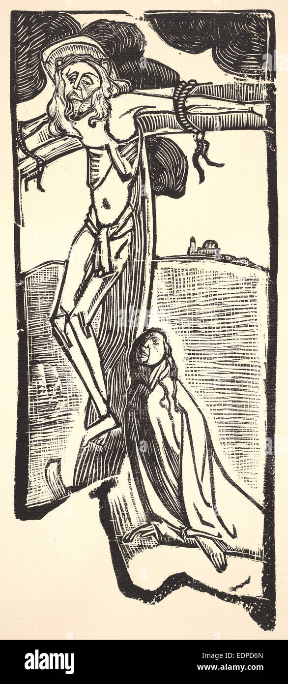 Émile Bernard (Français, 1868 - 1941). Christ (Crucifixion), 1894. Xylographie sur papier vergé crème Banque D'Images