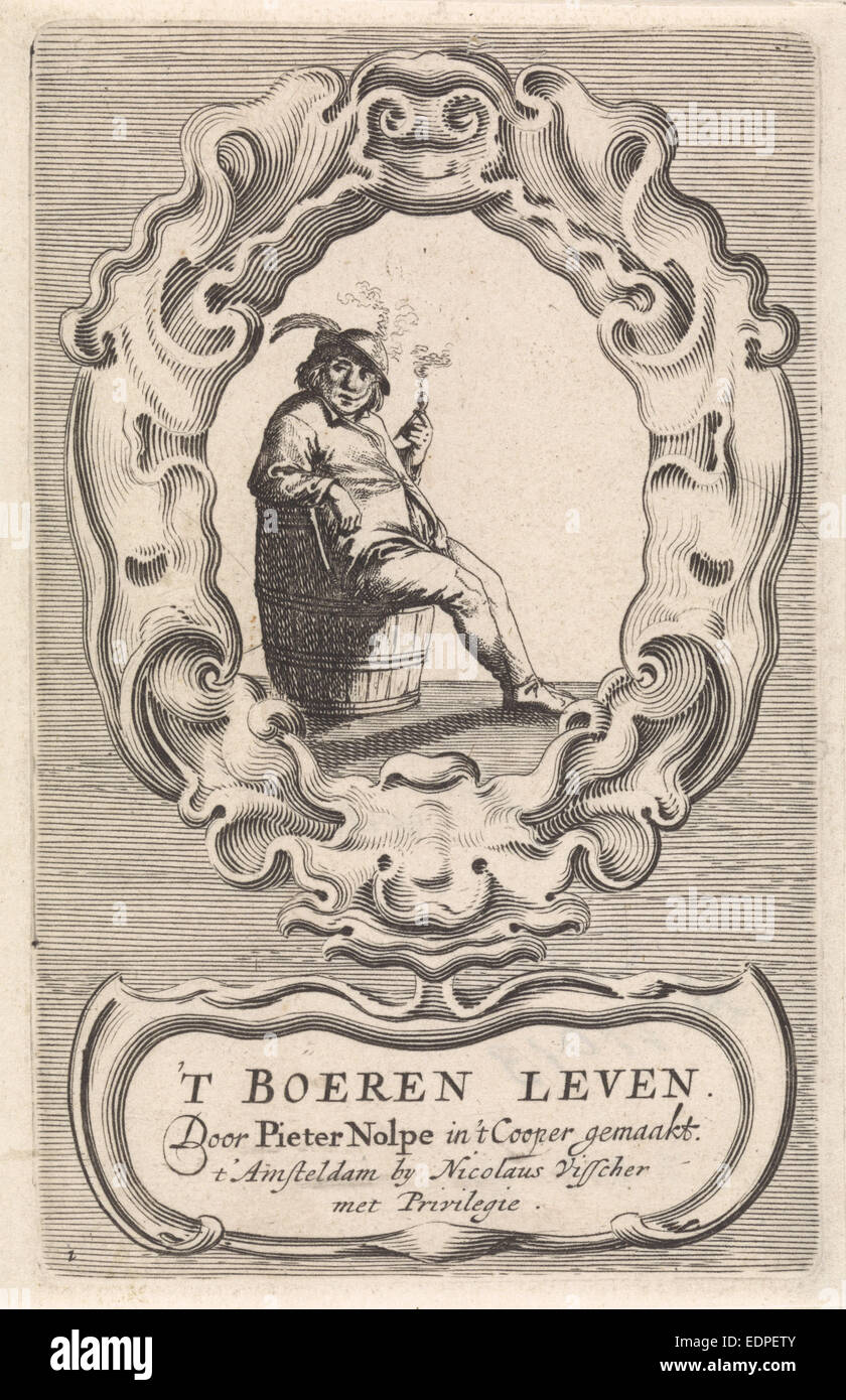 Tuyau de séance-agriculteur, Pieter Nolpe, Pieter Jansz. Quast, Nicolaes Visscher (I) Banque D'Images