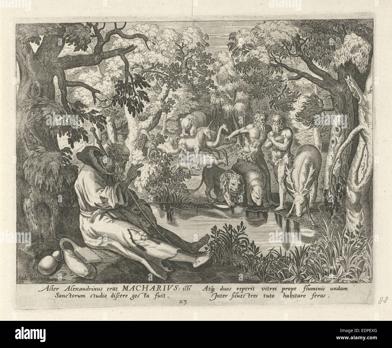 Macaire d'Alexandrie en ermite, Johann Sadeler (I), Raphaël Sadeler (I), Maerten de Vos Banque D'Images