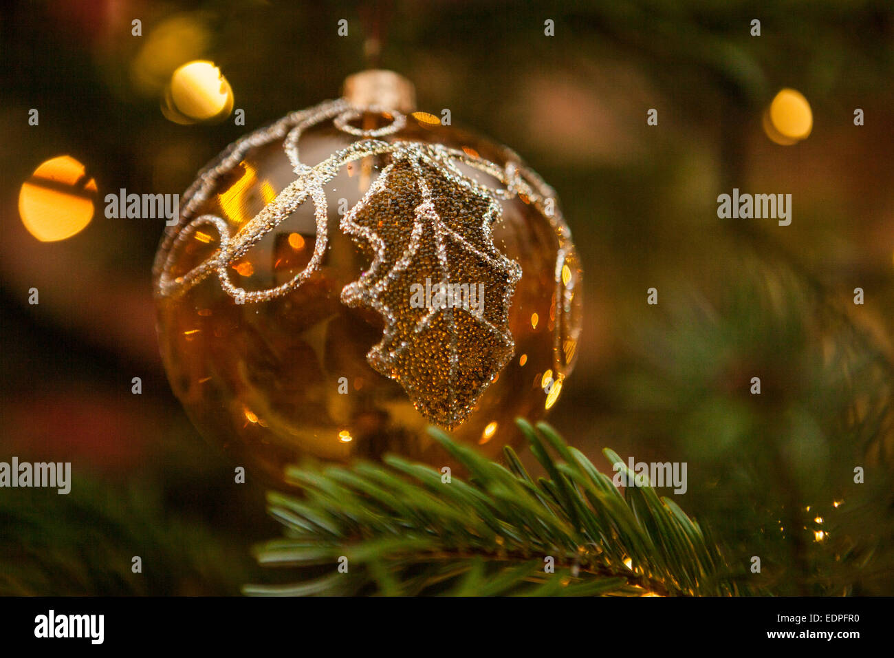 Babiole de l'arbre de Noël d'or Banque D'Images