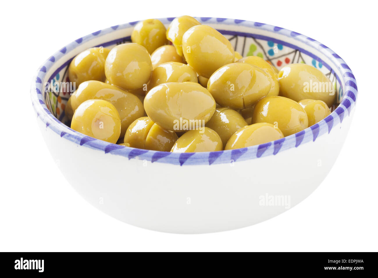 Dans un bol d'olives vertes Banque D'Images