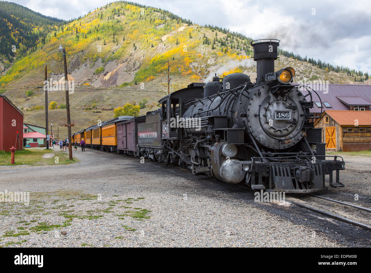 Durango Historique & Silverton Narrow Gauge Railroad train dans Silverton Colorado Banque D'Images
