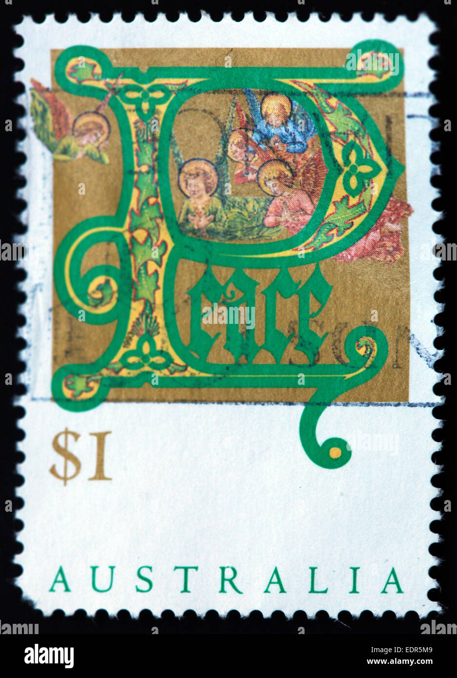 Utilisé et oblitérée Australie / Austrailian Stamp Noël paix $1 Banque D'Images