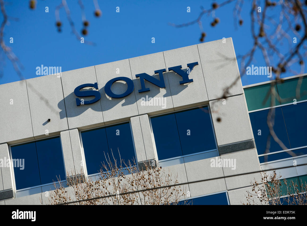 Un immeuble de bureaux occupé par Sony à San Jose, Californie. Banque D'Images