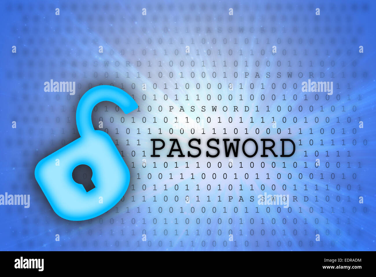 Résumé fond, binaire et icône de verrouillage - concept de sécurité Banque D'Images