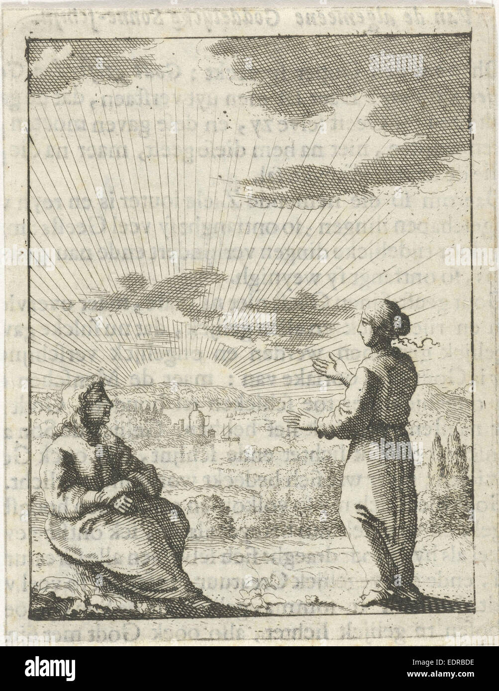 Le Christ et l'âme personnifiée Voici le soleil levant, Jan Luyken, Pieter Arentsz (II), 1678 - 1687 Banque D'Images