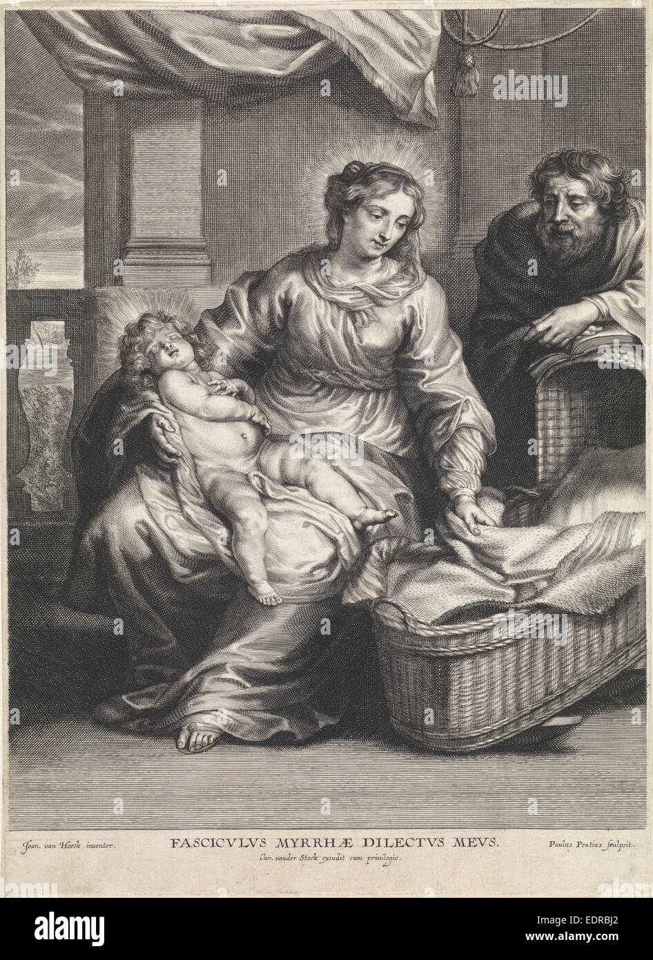 Sainte Famille, Paulus Pontius, Carolus van der Stock Banque D'Images