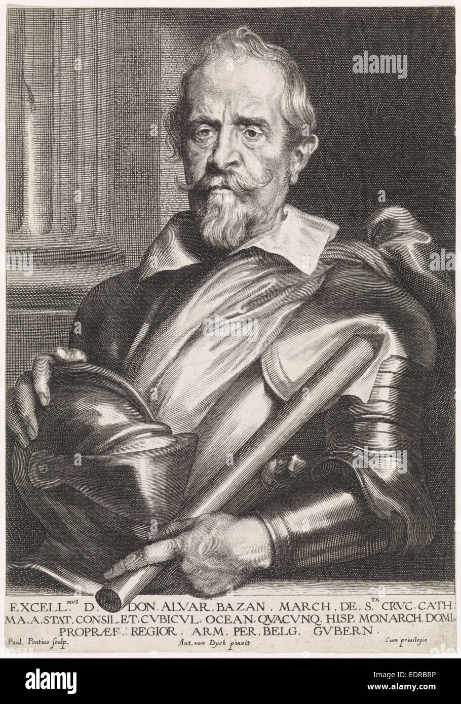 Portrait du commandant Don Álvaro de Bazán, Paulus Pontius, 1616 - 1657 Banque D'Images