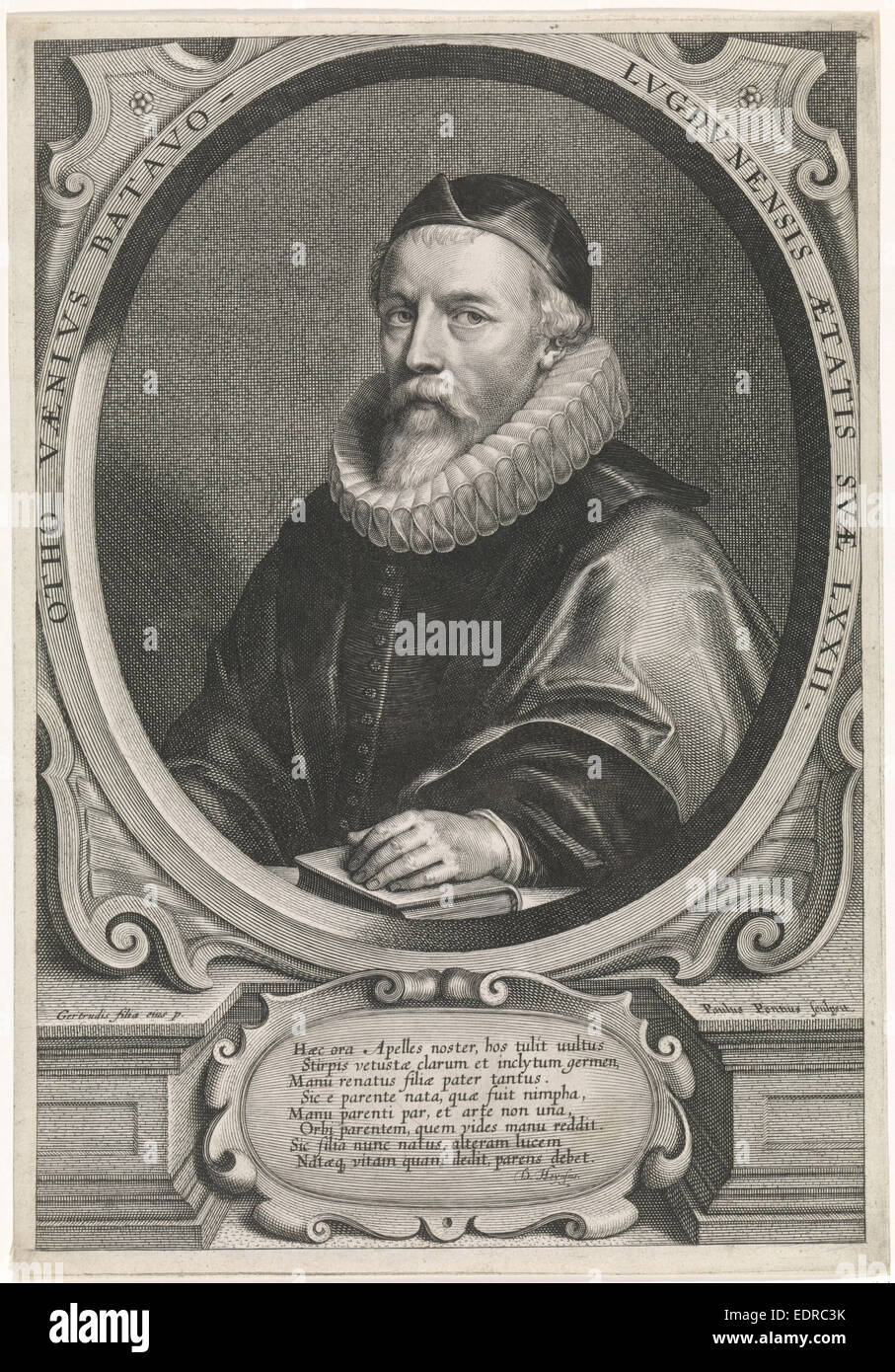 Portrait du peintre Otto van Veen, à l'âge de 72 ans, Paulus Pontius, Daniël Heinsius Banque D'Images