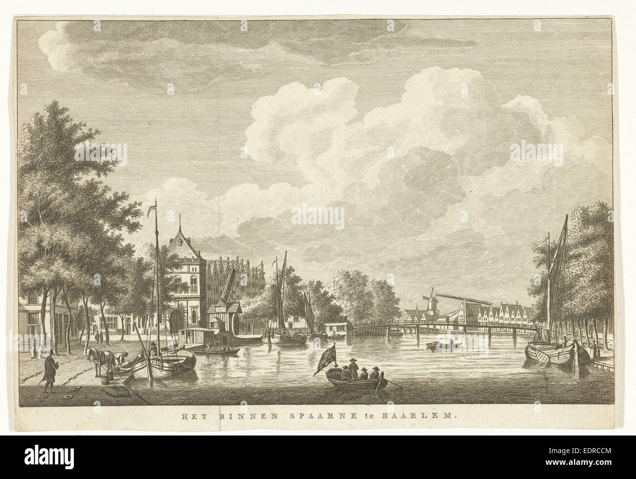 Vue urbaine avec Spaarne et Waag à Haarlem aux Pays-Bas, Frederik Carel (Bendorp J), Jan Bulthuis, 1786 - 1792 Banque D'Images