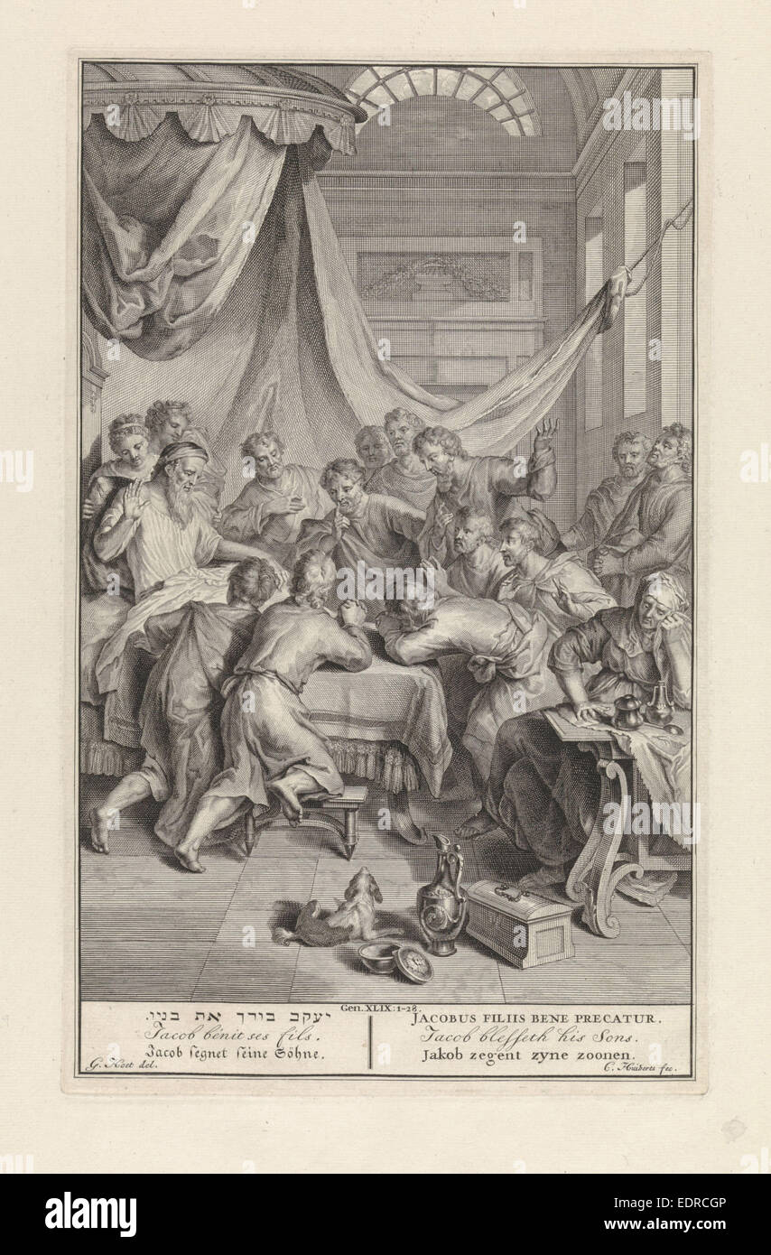 Jacob bénit ses fils, Cornelis Huyberts, 1720 - 1728 Banque D'Images