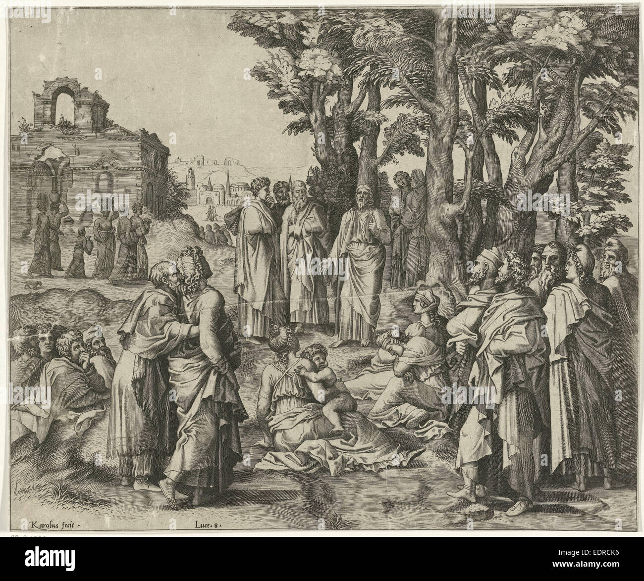 Le Christ raconte la parabole du semeur, Karolus, Lambert Lombard, 1540 - 1560 Banque D'Images