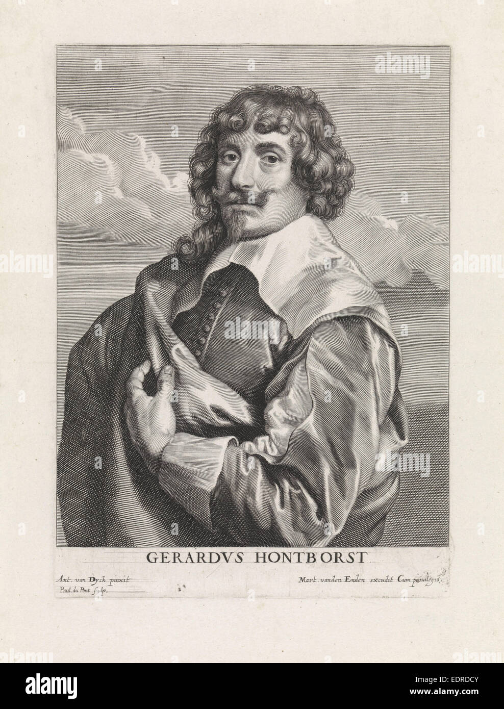 Portrait du peintre Gerard van Honthorst, Paulus Pontius, Martinus van den Enden Banque D'Images