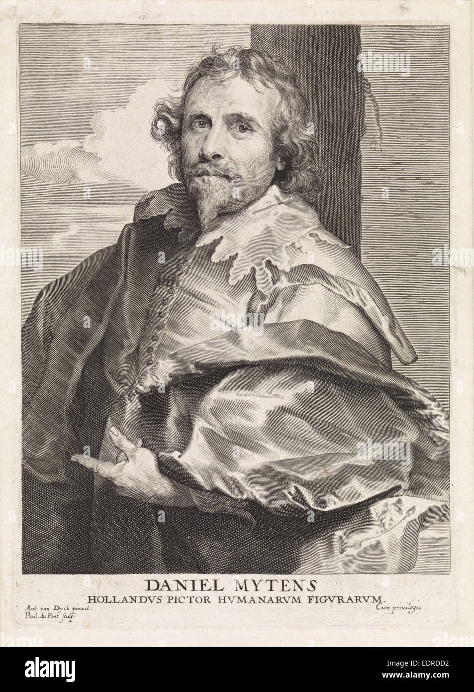 Portrait du peintre Daniel Mijtens (I), Paulus Pontius, 1616 - 1657 Banque D'Images