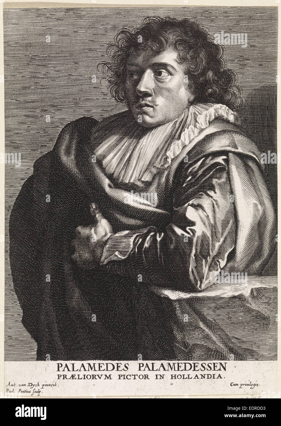 Portrait du peintre Anthonie Palamedesz., Paulus Pontius, 1616 - 1657 Banque D'Images