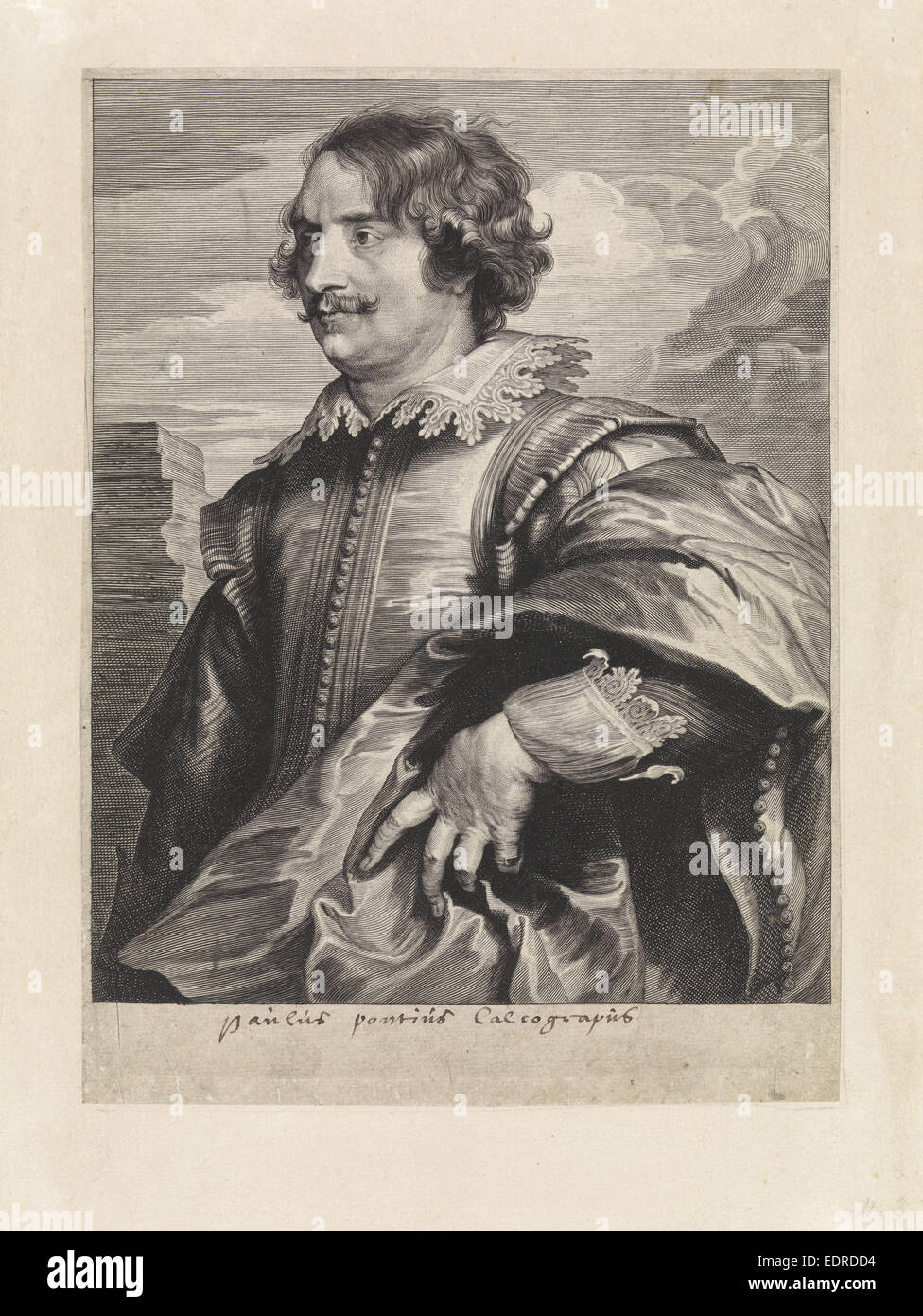 Portrait du graveur Paul Ponce, Paulus Pontius, Anthony Van Dyck, 1616 - 1657 Banque D'Images