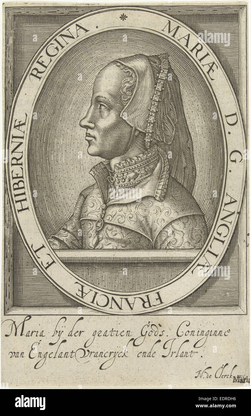 Portrait de Marie Tudor, reine d'Angleterre, Nicolaes de Clerck, Anonyme Banque D'Images