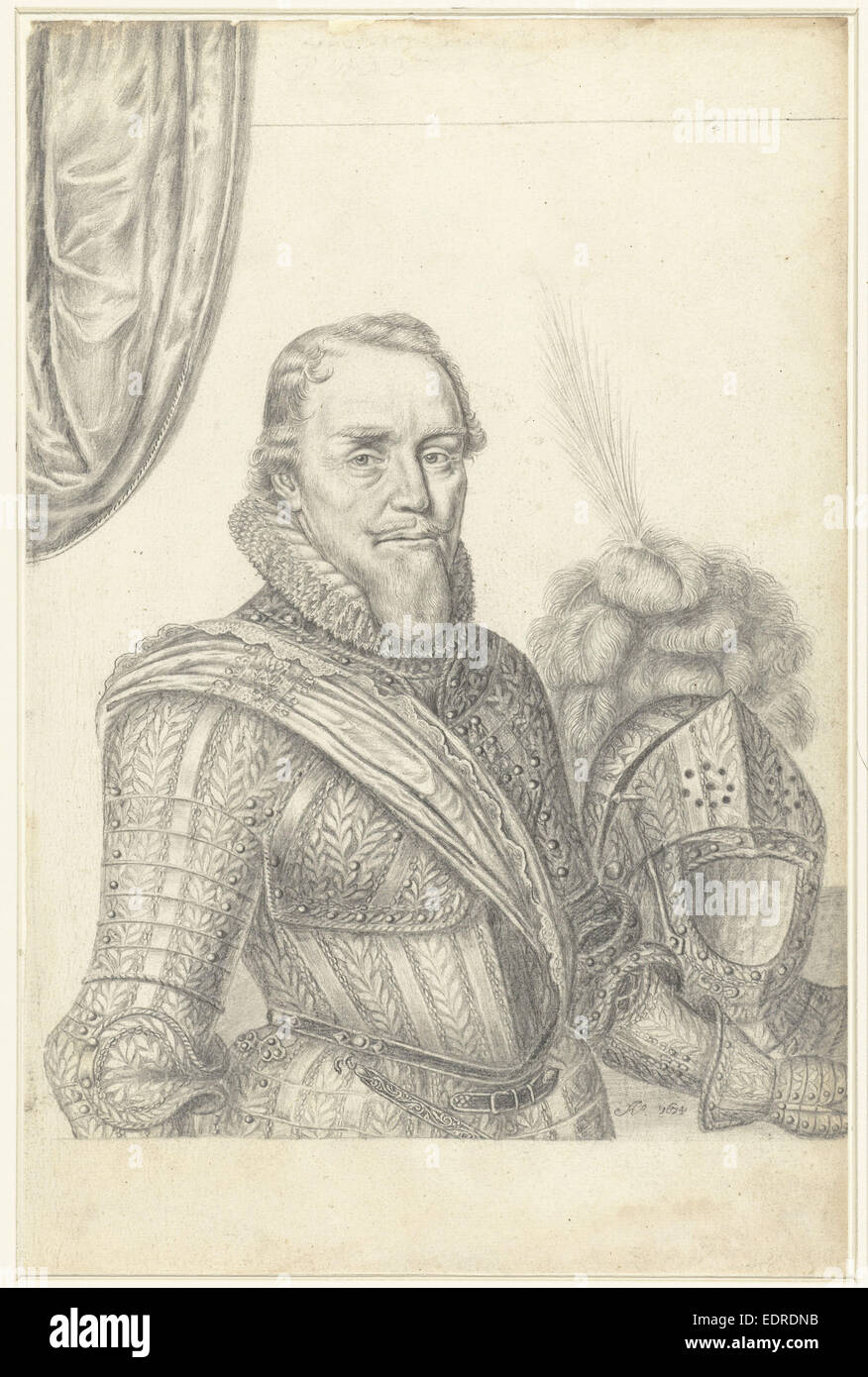 Portrait du Prince Maurice en armure, à mi-longueur, Michiel Jansz van Mierevelt, Anonyme Banque D'Images