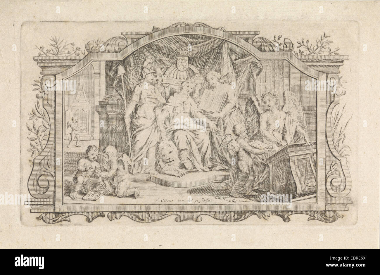 Dutch vierge avec la liberté et le mercure, Frederik Ottens, 1717 - 1770 Banque D'Images