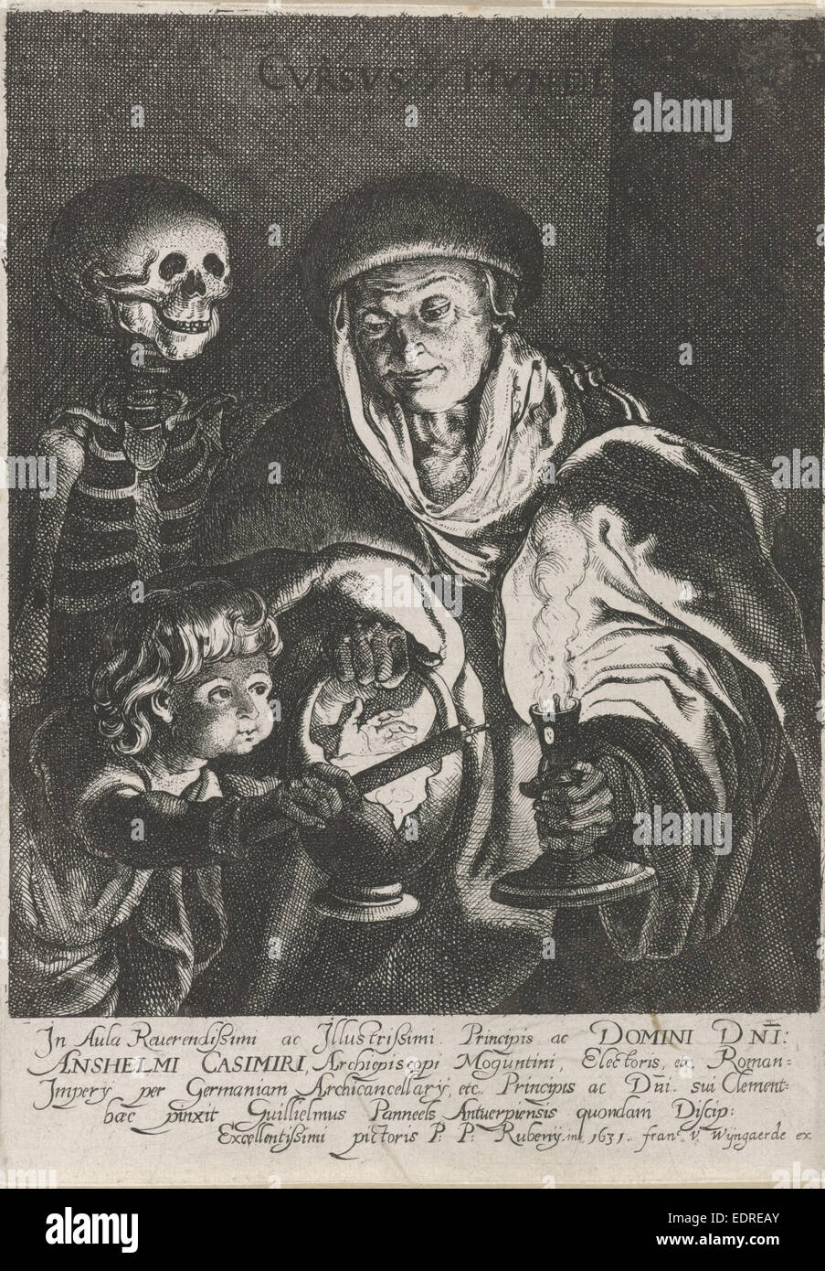Vieille Femme et enfant à la chandelle, Willem Panneels, Frans van den Wijngaerde, 1631 Banque D'Images