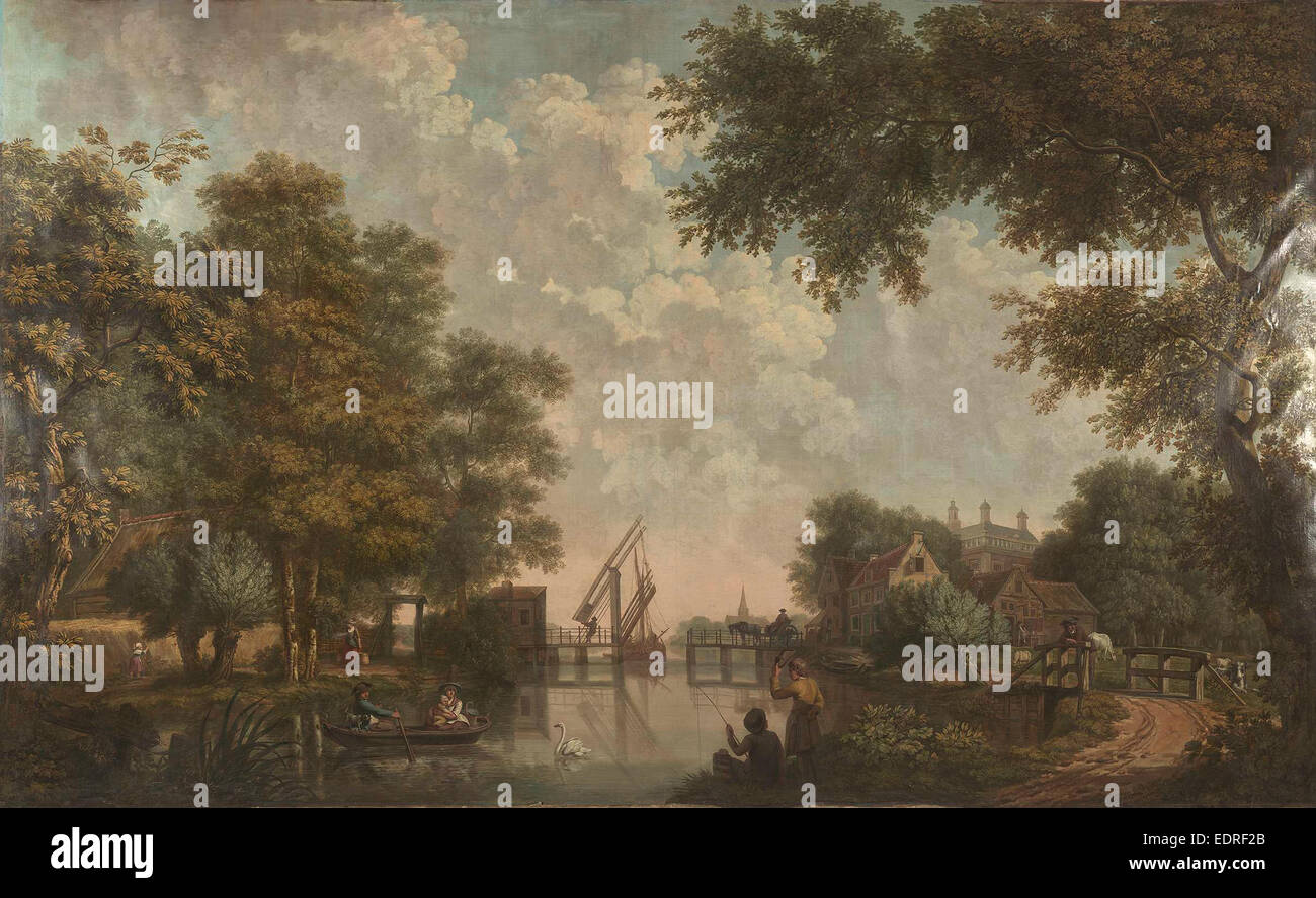 Trois pièces avec un paysage hollandais, attribué à Jurriaan Andriessen, 1776 Banque D'Images