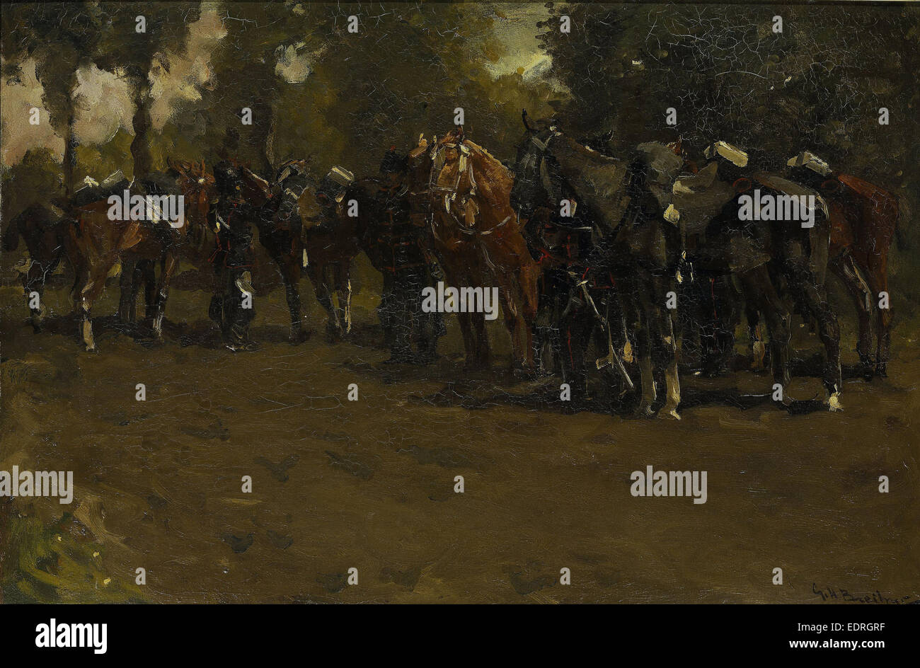 Cavalerie au repos., George Hendrik Breitner, 1885 Banque D'Images