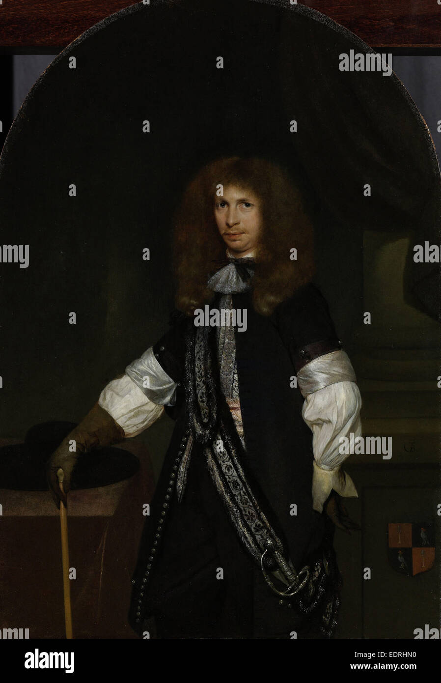 Portrait de Jacob de Graeff dans l'uniforme d'un officier, Gerard Ter Borch (II), 1670 - 1681 Banque D'Images