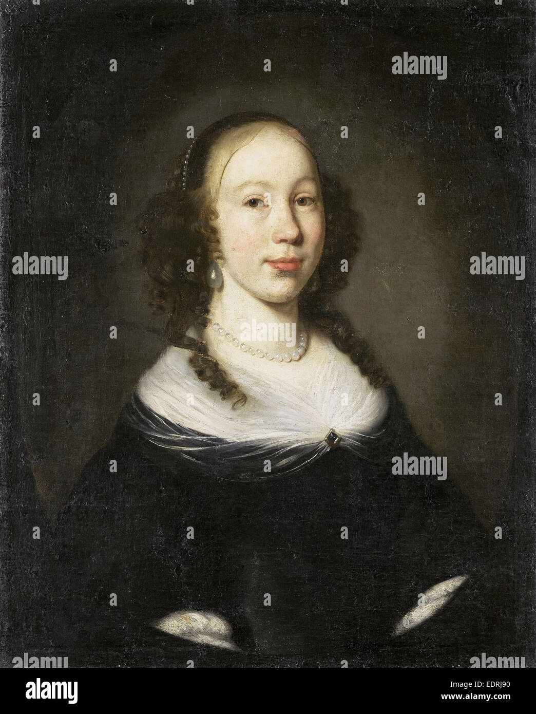 Portrait d'une jeune femme, Nicolaes MAES, 1665 Banque D'Images