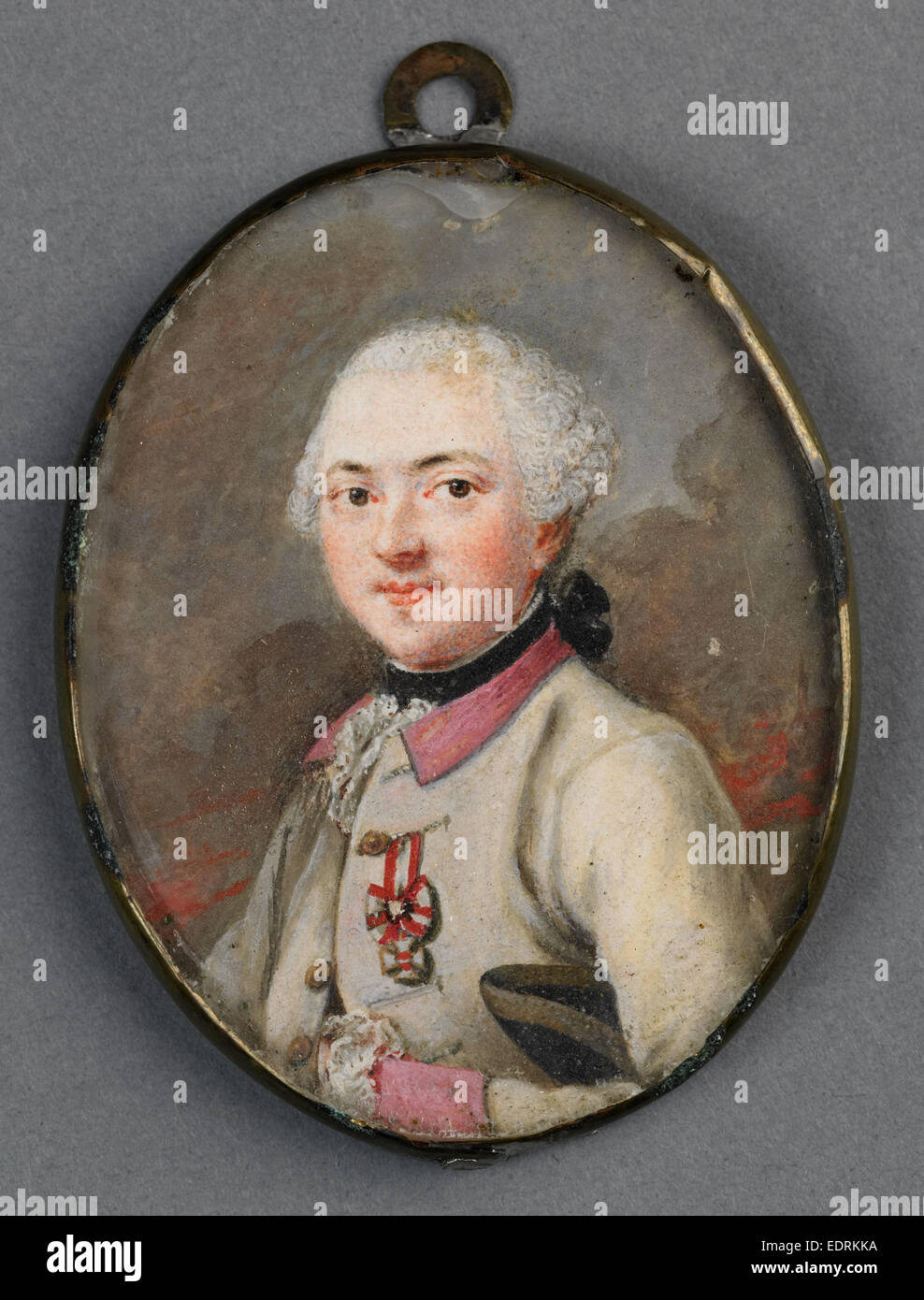 Portrait d'un officier autrichien, Anonyme, 1770 - 1790, miniature Portrait Banque D'Images