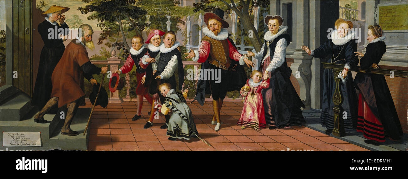 Les enfants riches, pauvres parents, Aert Pietersz., Pieter Pietersz., I, 1599 Banque D'Images