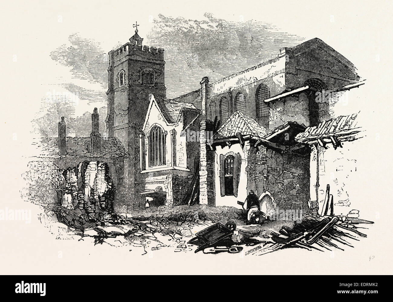 Côté sud saint Bartholomé-4's Church, Londres, Angleterre, gravure du xixe siècle, l'Angleterre, Royaume-Uni Banque D'Images