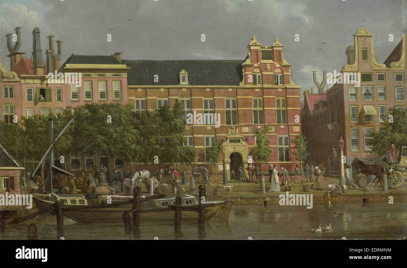 L'école latine sur le Singel, Amsterdam, Jacob Smies, 1802 Banque D'Images