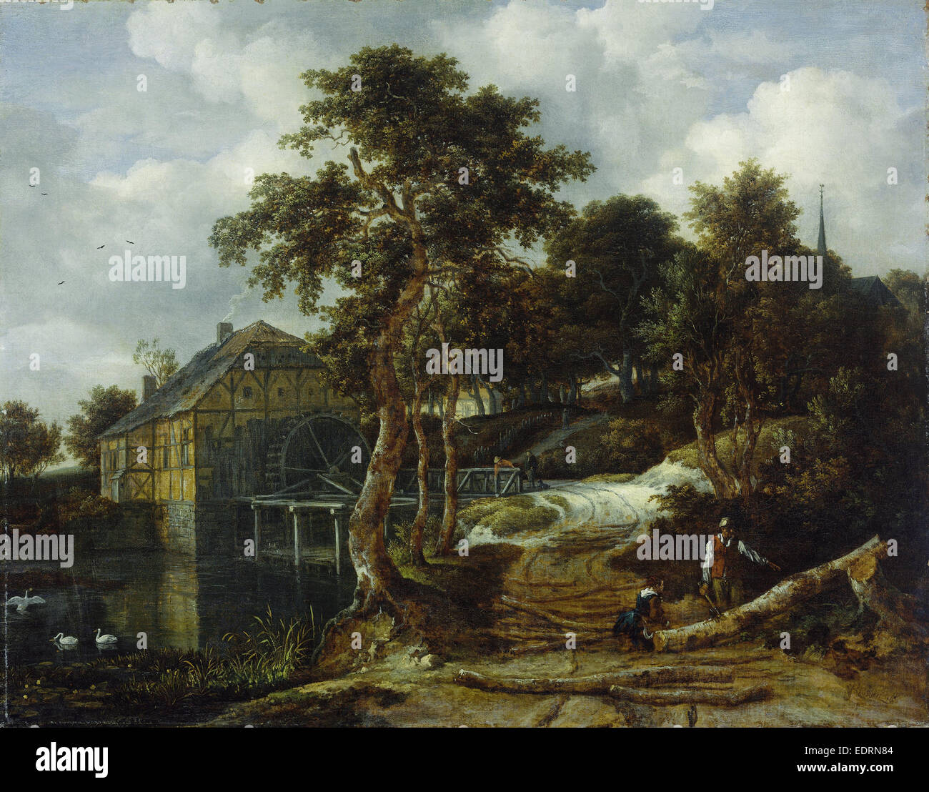 Tableau Imprimé Sur Toile "Paysage Avec Un Village" De Jacob Van Ruisdael - Cadres Prêts à Accrocher