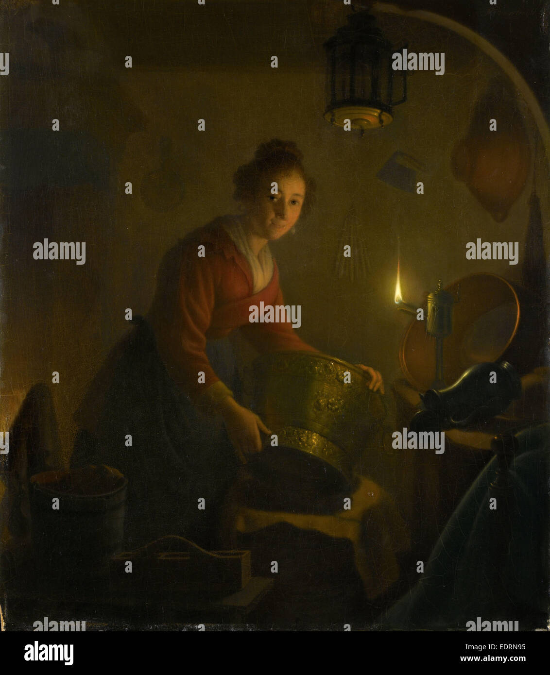 Une femme dans une cuisine aux chandelles, Michiel Versteegh, ch. 1830 Banque D'Images