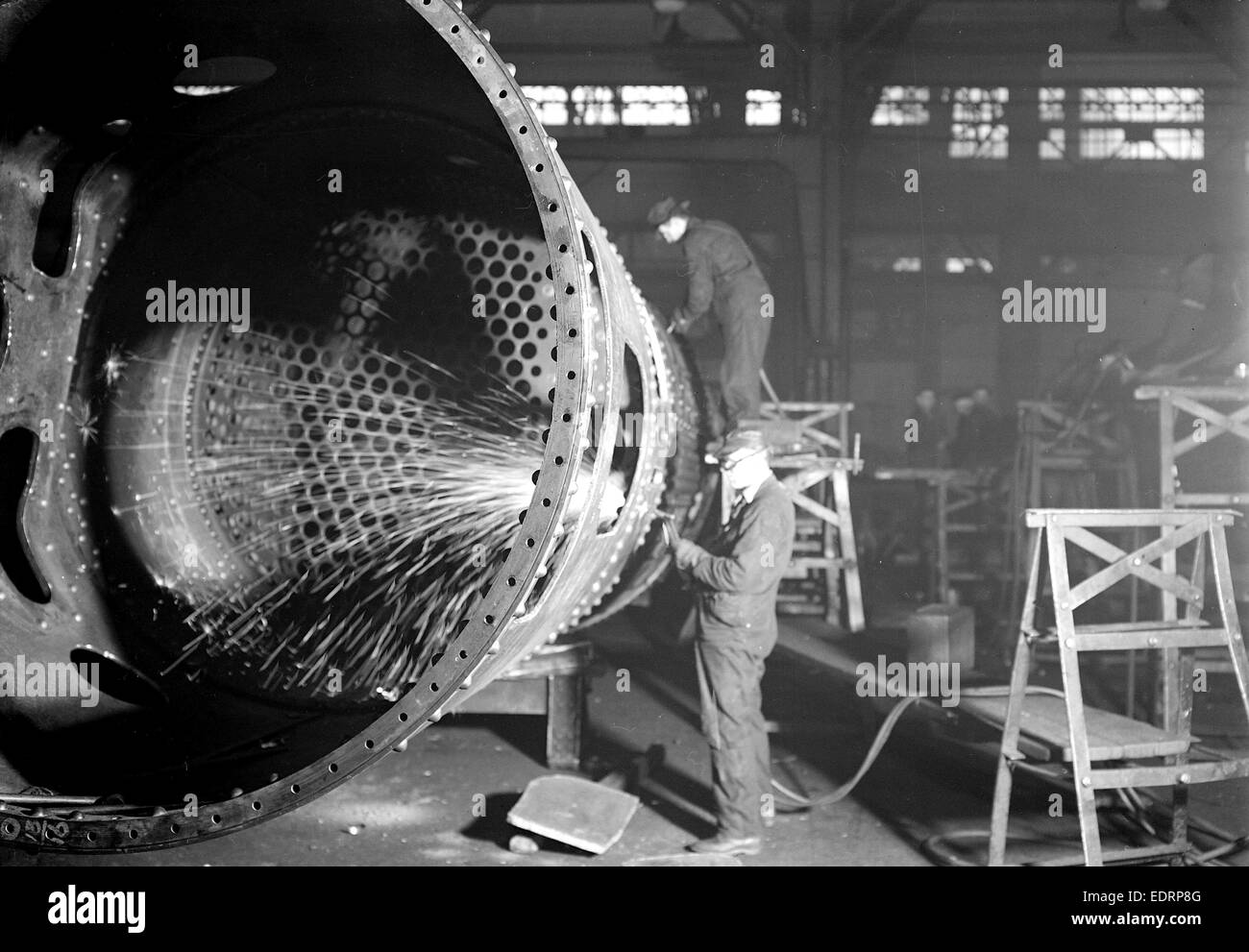 Eddystone, Pennsylvania Railroad - pièces détachées. Baldwin Locomotive Works. [L'homme au travail.], 1936, Lewis Hine, 1874 - 1940 Banque D'Images