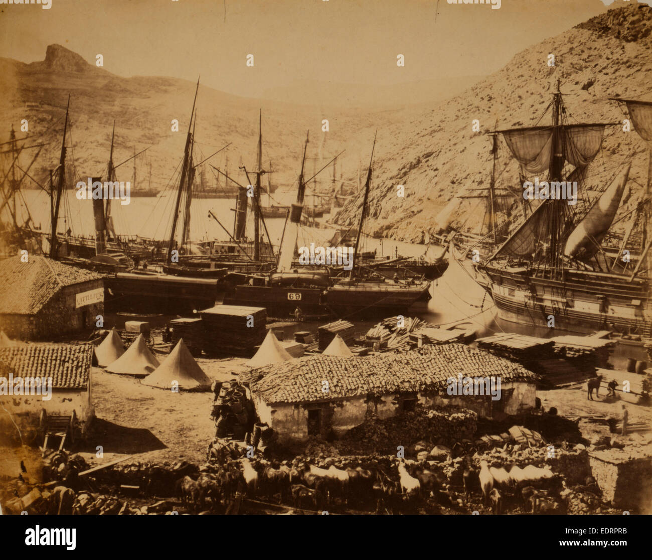 La baie de cosaque, Balaklava, guerre de Crimée, 1853-1856, Roger Fenton guerre historique photo de la campagne Banque D'Images