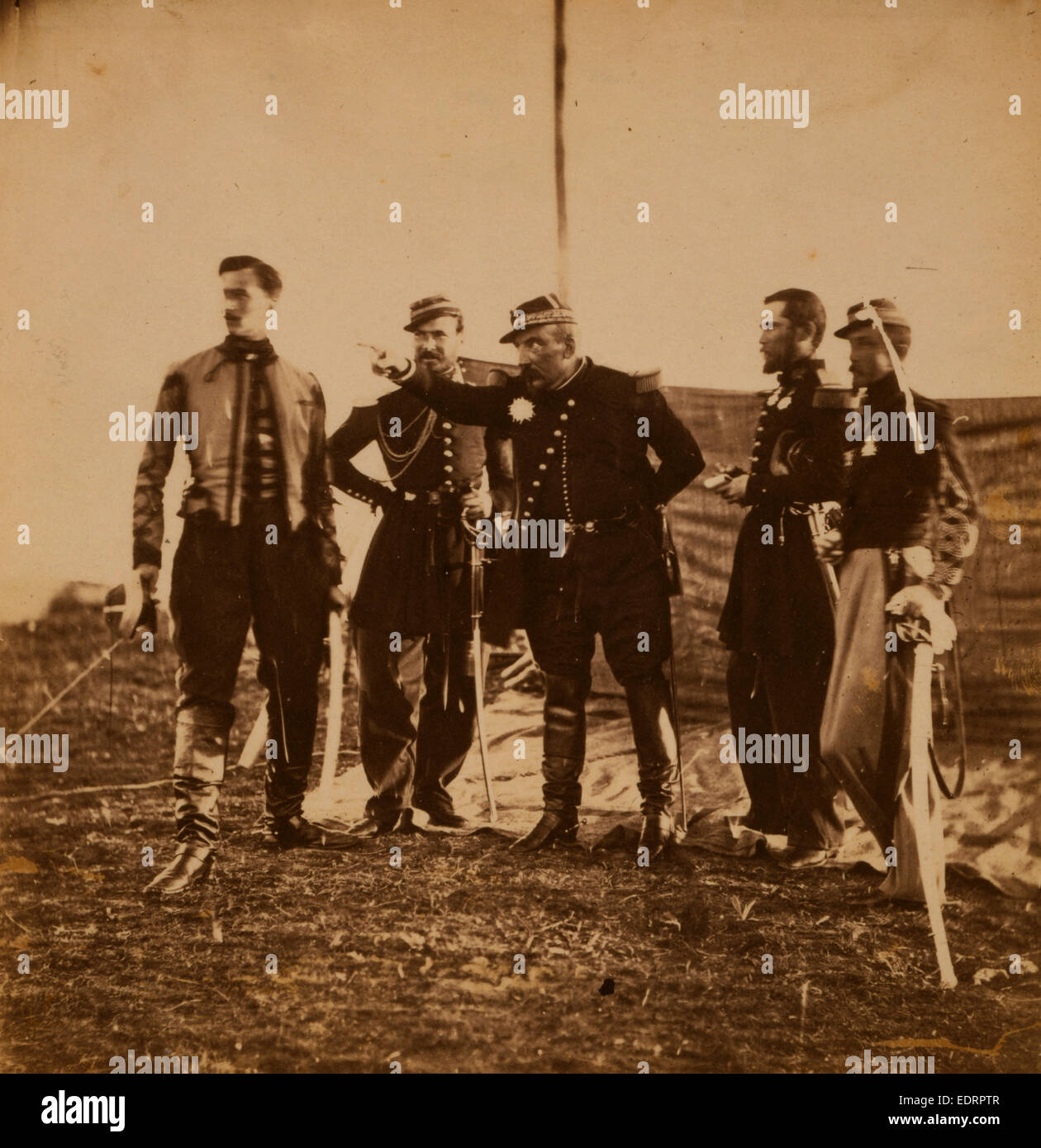 Général Bosquet donner des ordres à son personnel, Guerre de Crimée, 1853-1856, Roger Fenton guerre historique photo de la campagne Banque D'Images