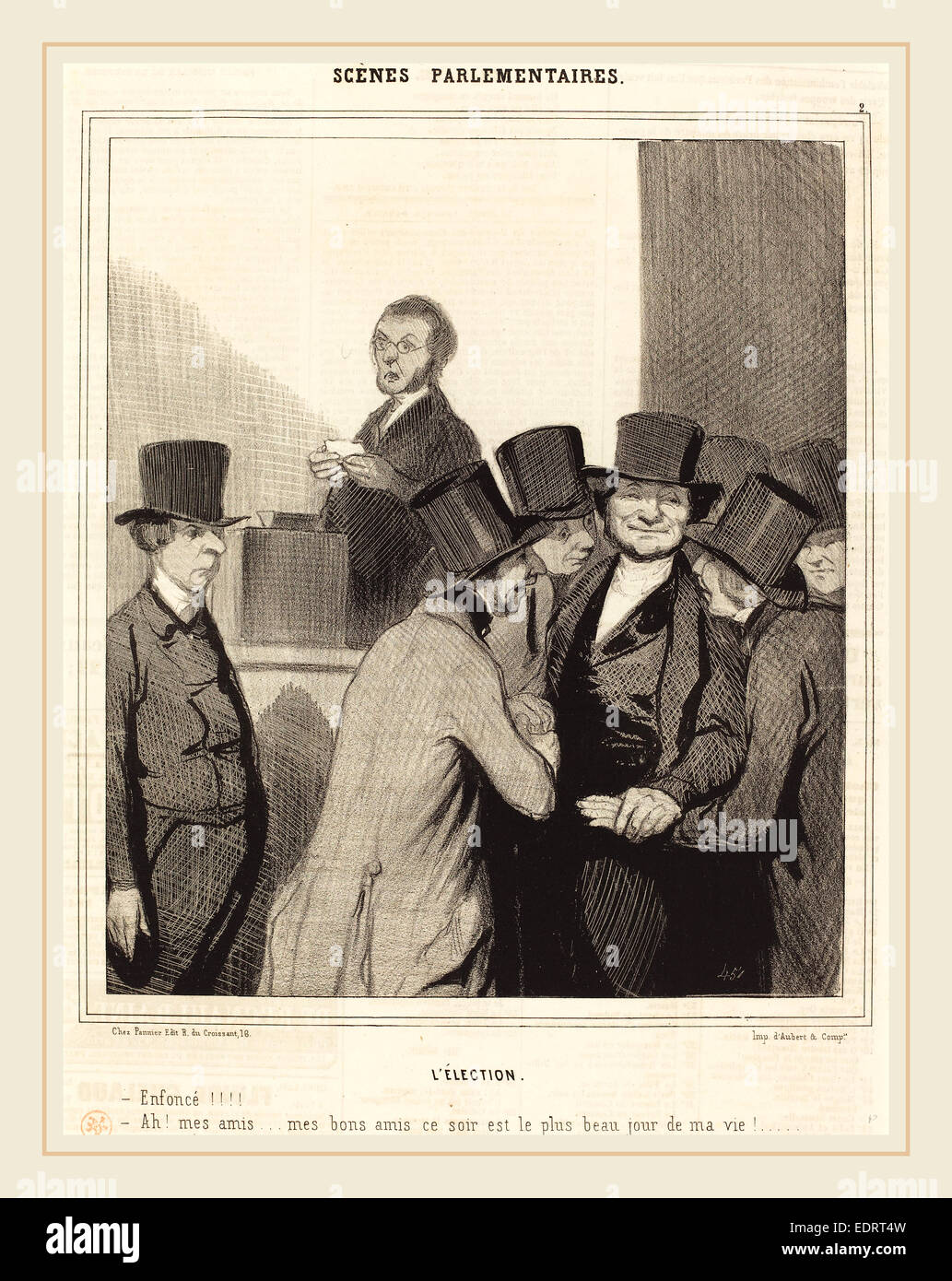 Honoré Daumier (Français, 1808-1879), l'élection, 1843, lithographie sur papier journal Banque D'Images