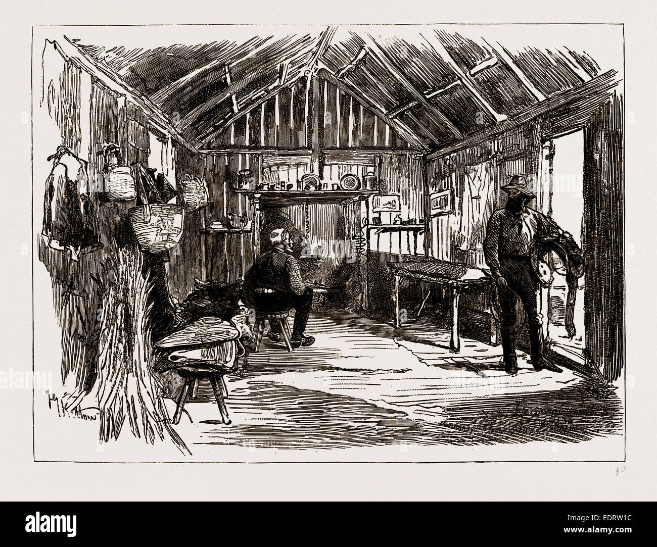 AUSTRALIAN PIÈCE LORS DE L'exposition coloniale et de l'Inde, 1886 : BUSHMAN'S HUT, cour de l'Australie du Sud Banque D'Images