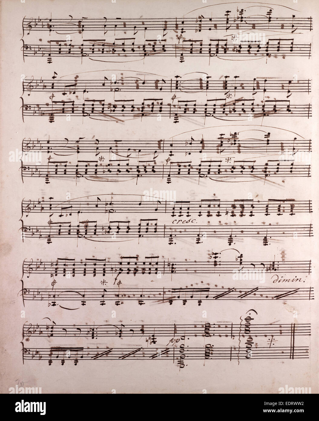 Partitions manuscrites, notes de musique, 19e siècle Banque D'Images