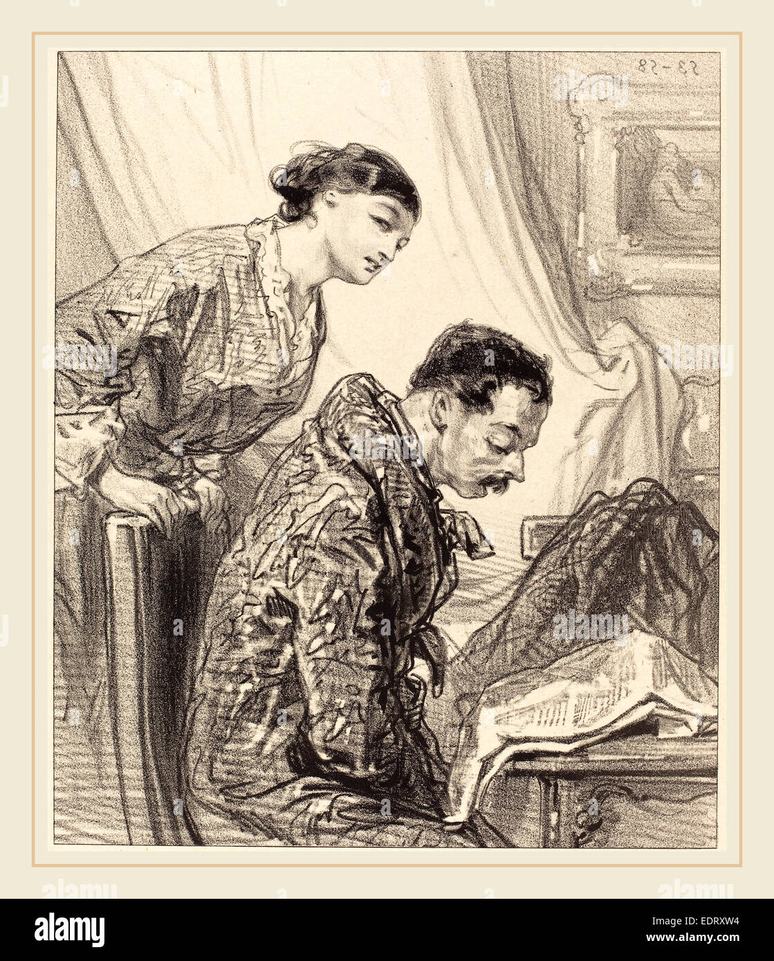 Paul Gavarni (Français, 1804-1866), l'examen du Budget, lithographie Banque D'Images