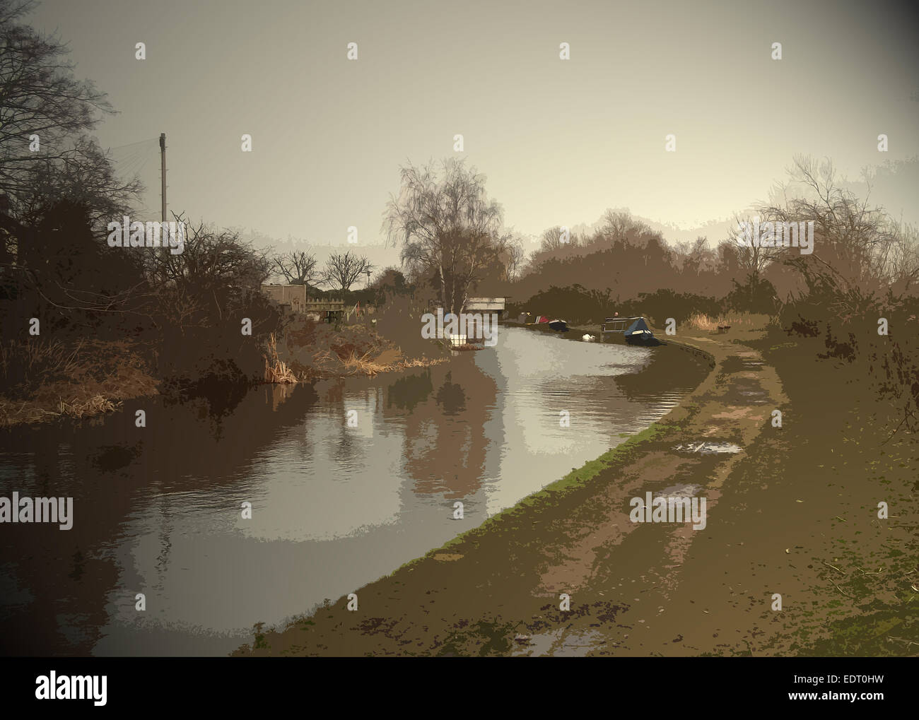 La Trent et Mersey Canal à Willington, La voie traverse le coin nord-ouest de cette grille à ce stade, UK Banque D'Images