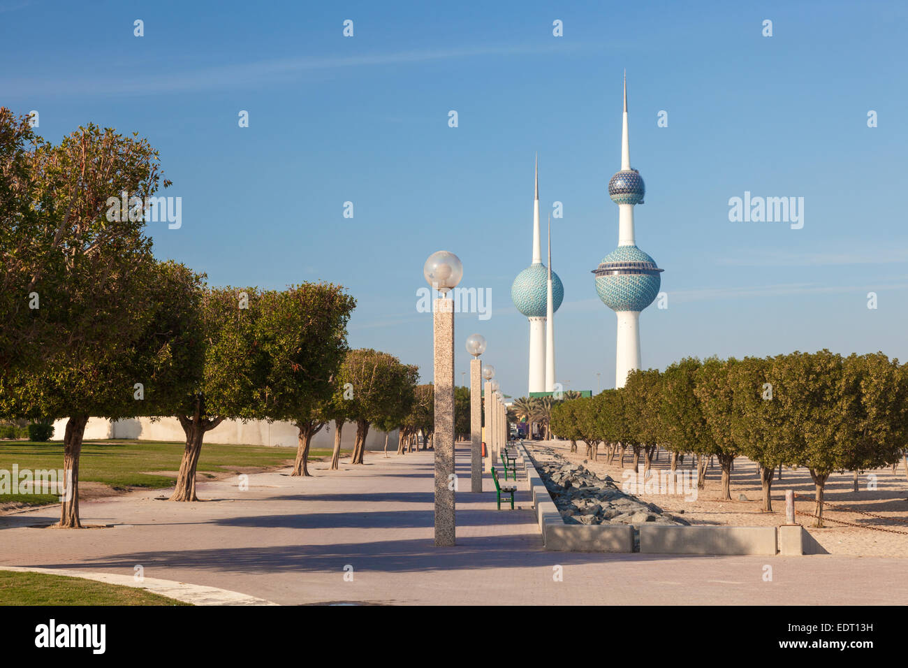 Kuwait Towers - le plus important point de repère de la ville de Koweït Banque D'Images