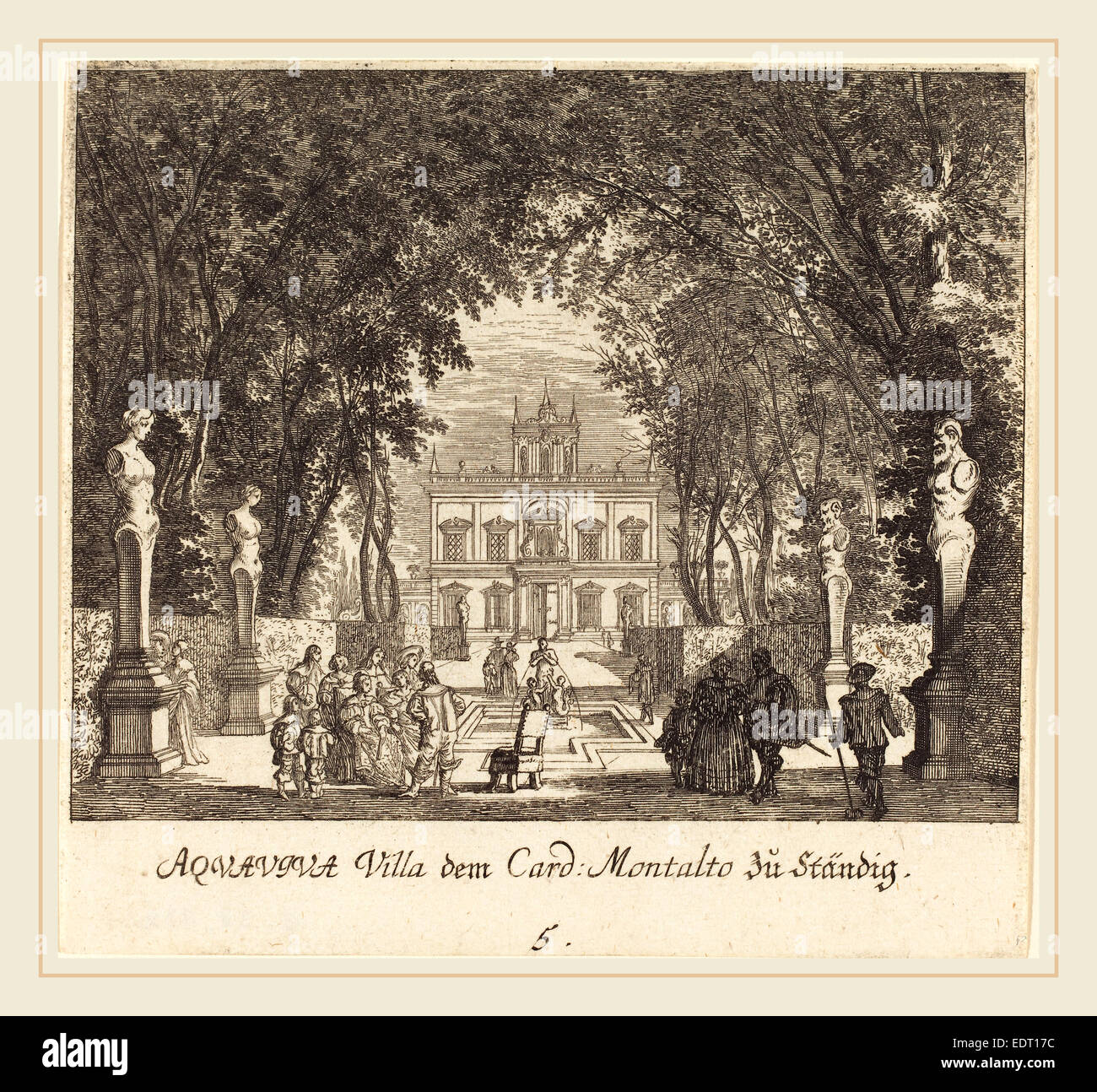 Melchior Küsel D'après Johann Wilhelm Baur (allemand, 1626-1683), la Villa Aquaviva, 1681, eau-forte Banque D'Images
