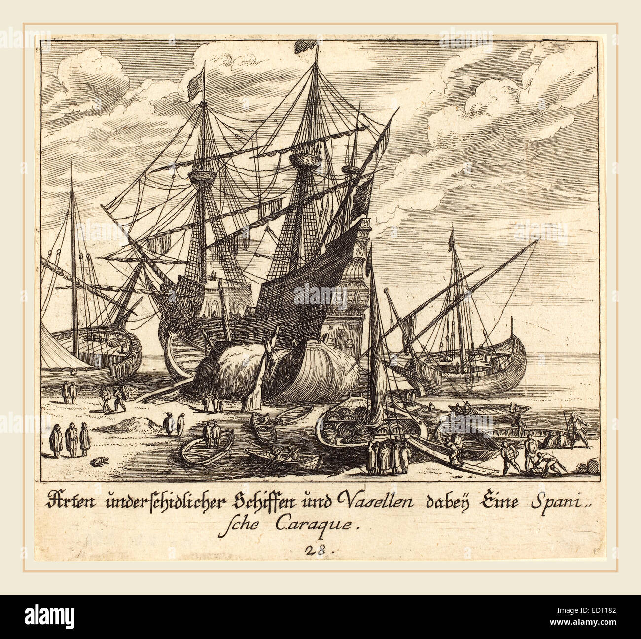 Melchior Küsel D'après Johann Wilhelm Baur (allemand, 1626-1683), navires, 1681, eau-forte Banque D'Images