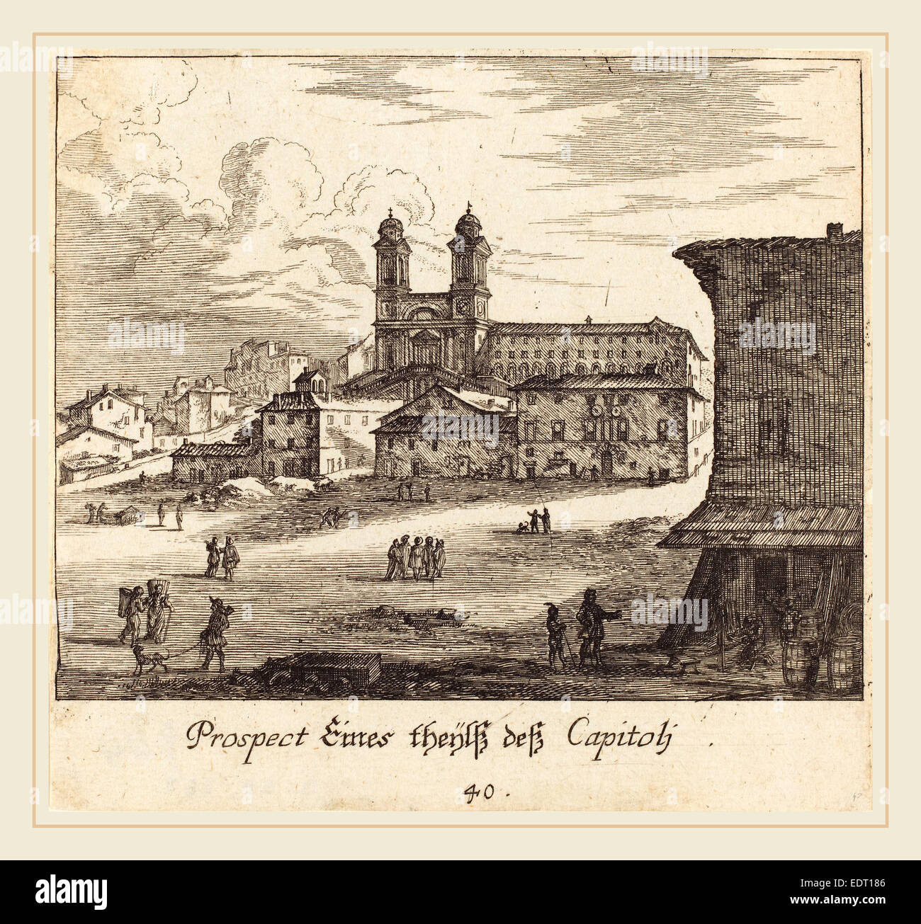 Melchior Küsel D'après Johann Wilhelm Baur (allemand, 1626-1683), vue sur la ville, 1681, eau-forte Banque D'Images